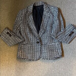 Ann Taylor Black and White Checkered Blazer